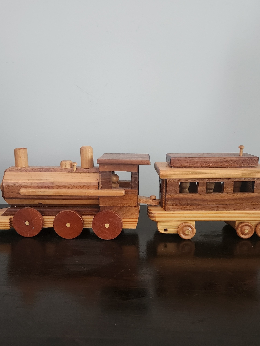 Handmade Wooden Toy Train Set - Natural Brown